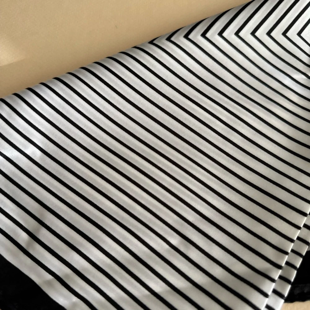 Anthropologie Black and White Striped Silk Scarf